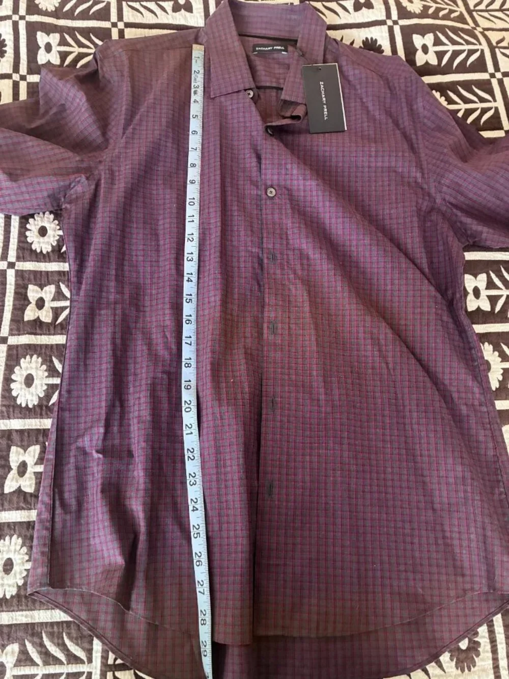 NWT Zachary Prell Men's Button Up Shirt Purple Medium